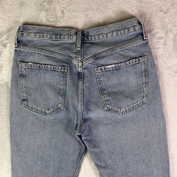 AGOLDE Straight Leg Jeans Women's 28 Distressed Hem Light Wash Chic Streetwear - Picture 15 of 16